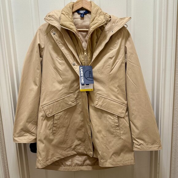Lands' End Women's Jacket With Vest Size S Tan Water Resistant Lightweight NEW - Picture 5 of 16